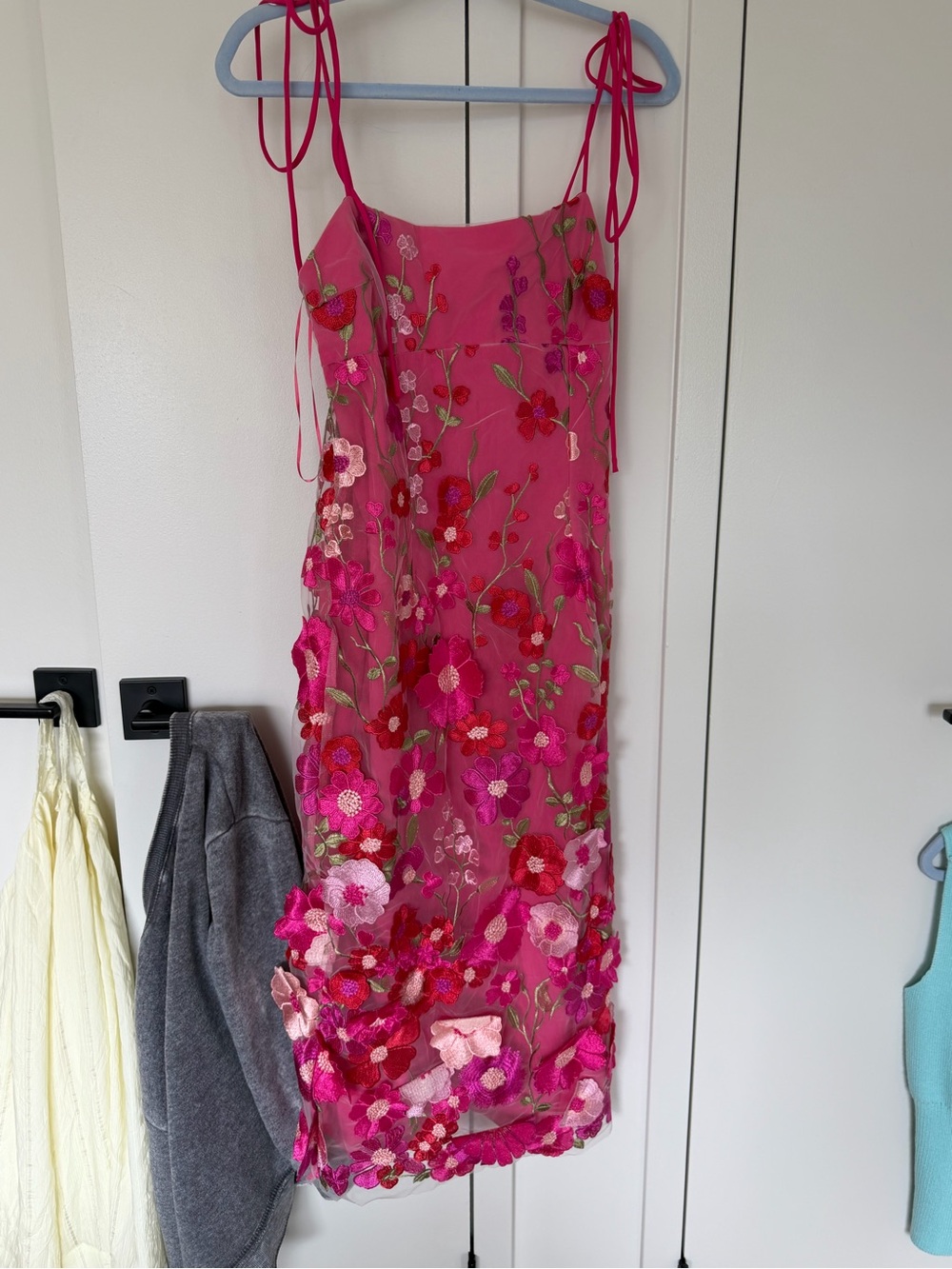 Showpo Pink Floral Embroidered Slip Dress